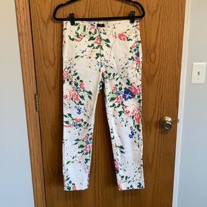 NYDJ white floral skinny ankle jeans